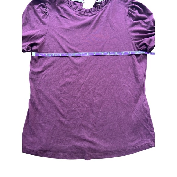Boden Burgundy Purple Ruffle Mock Neck Puff Sleeve Top US 8 UK 12 Blouse - Picture 3 of 7